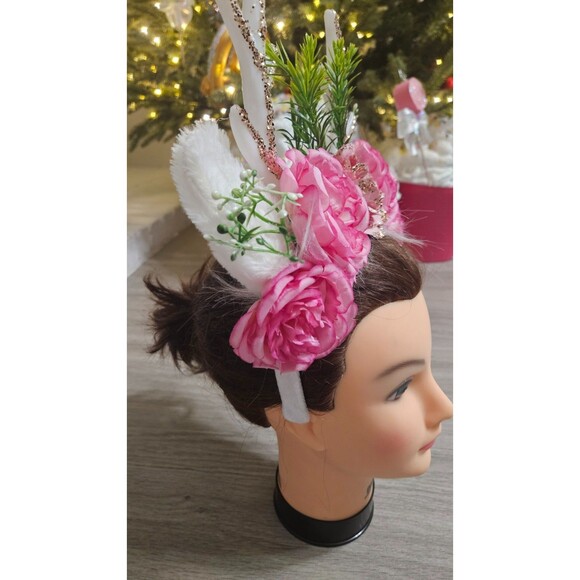 Handmade Light-Up Floral Antler Headband LED Deer Antlers Festival Costume NWOT - Picture 3 of 9